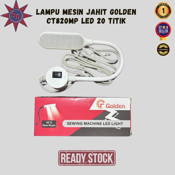 Lampu LED Mesin Jahit Golden CT820MP – 20 Titik Cahaya, Magnet Kuat, Plug-in Premium