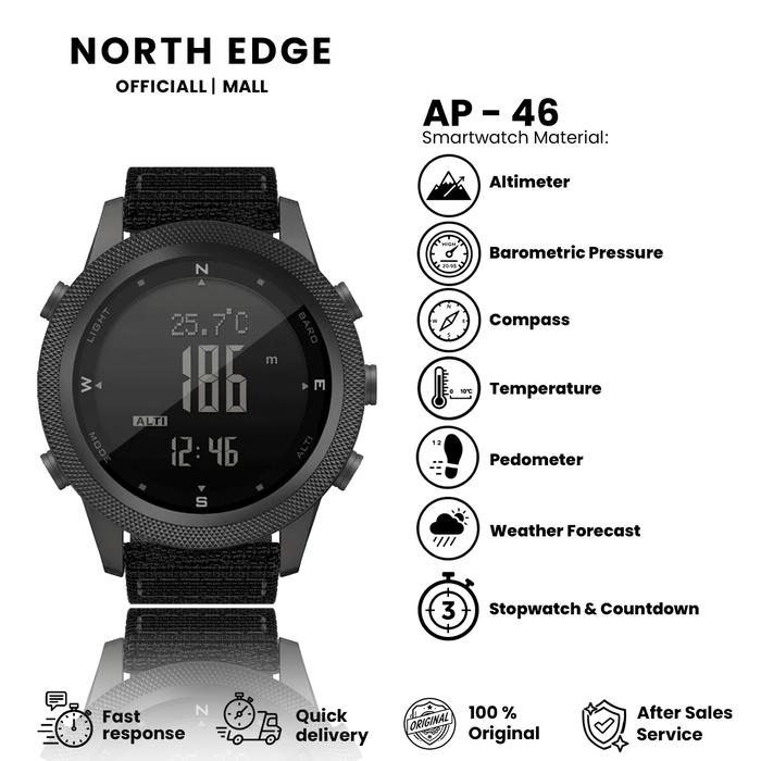 Jam Tangan North Edge Apache-49 (Hiking Watch, Compass, Barometer, Step Counter, Altimeter) Olahraga
