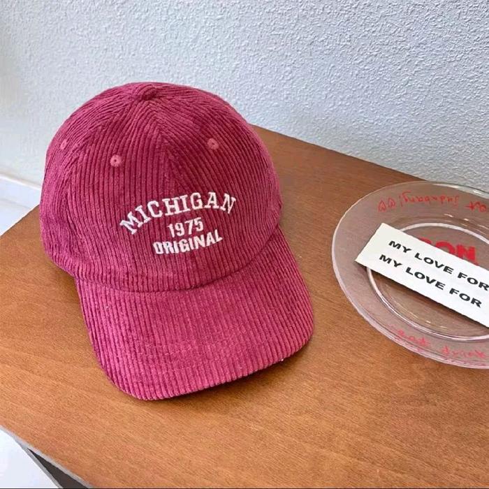 Topi Rope Hat Corduroy Michigan 1975 Maroon Pria Wanita Dewasa Best Seller