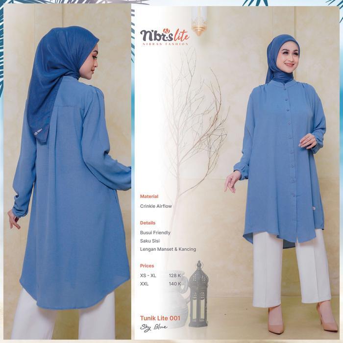 Nibras Tunik Terbaru Lite 001 Warna Coklat Khaki Polos Atasan Blus Wanita Cantik Busui Friendly Harg