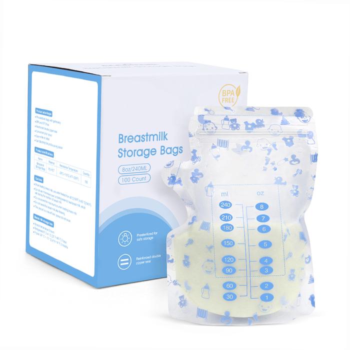 100Pcs Breast Milk Storage Fresh Bags 240ML Safe BPA Free Milk