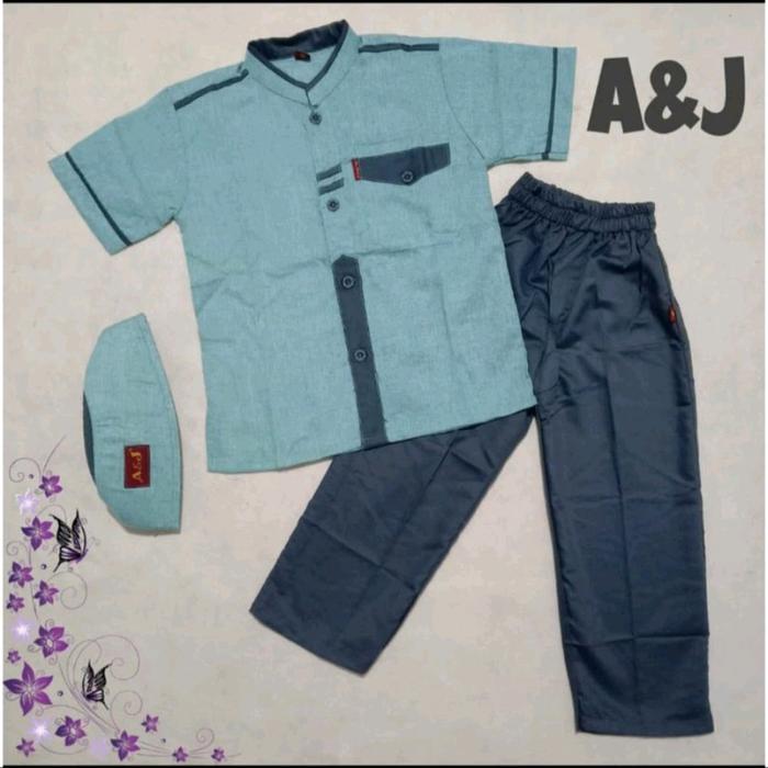 Setelan Baju Koko Anak A&J Madinah Usia 3-13th By Al-jami' Muslim