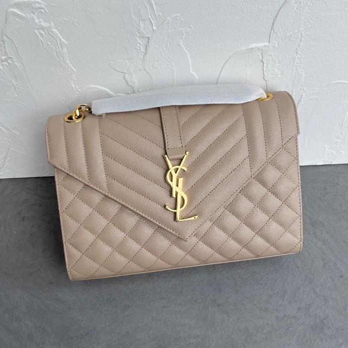 YSL MEDIUM ENVELOPE BAG IN DARK BEIGE GHW