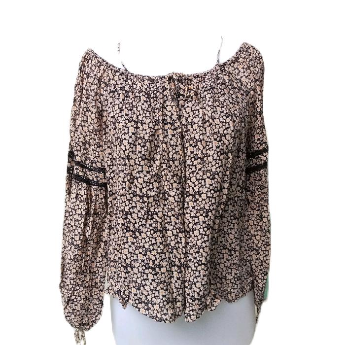 Blouse atasan wanita motif bunga berpita