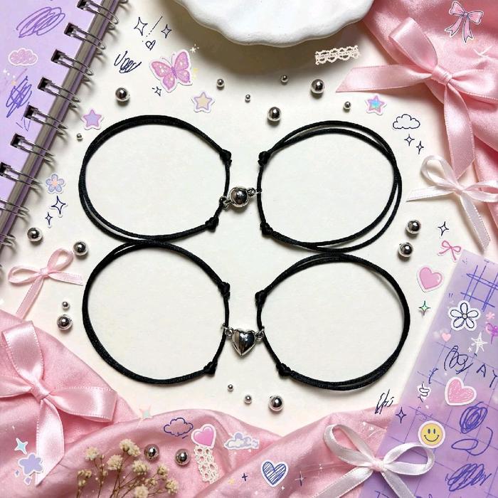 Gelang Tali Kulit Couple Magnet - Aksesori Fashion untuk Pasangan - Jewelry