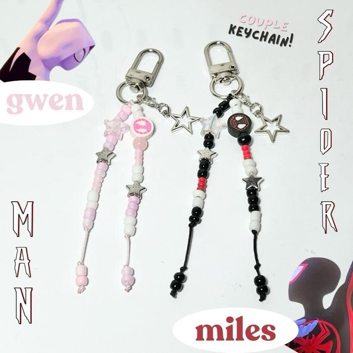 gantungan tas couple spiderman gwen and miles | bag charm couple spiderman gwen dan miles | aksesori