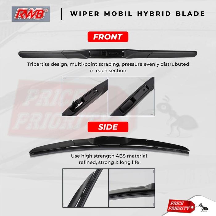 Wiper Mobil Innova Reborn Karet Wiper Zenix Frameless Hybrid Blade RWB