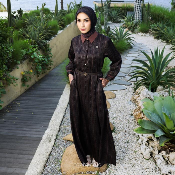 Nobby Elsha Dress Gamis Muslim Wanita Motif A Line Bahan Freemax