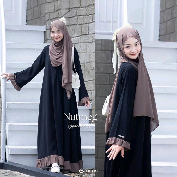 Liyana Syar'i Abaya Anak Perempuan Tanggung Plua Pasminah Bahan Ceruty Badydoll Full Furing Usia 9-1