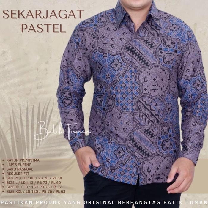 SEKARJAGAT PASTEL UNGU LAVENDER Kemeja Batik Pria Full FURING Bahan Katun ADEM HALUS NYAMAN Hem Atas