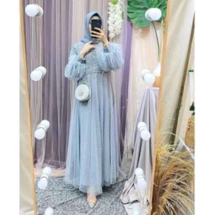 gamis tutu brukat tile gamis mewah premium Muslim Dress Dewasa