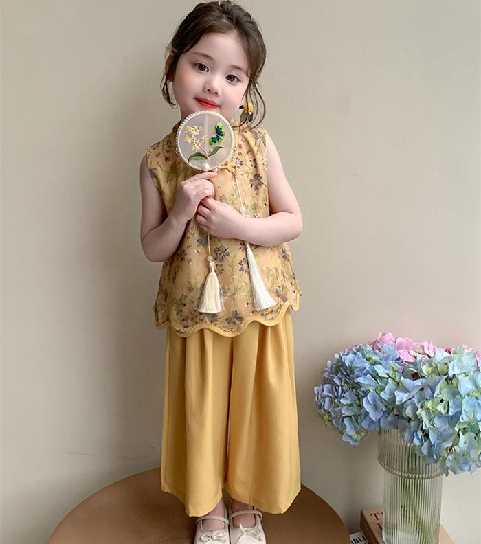 Setelan Cheongsam Gold Anak Perempuan Imlek CNY Hanfu