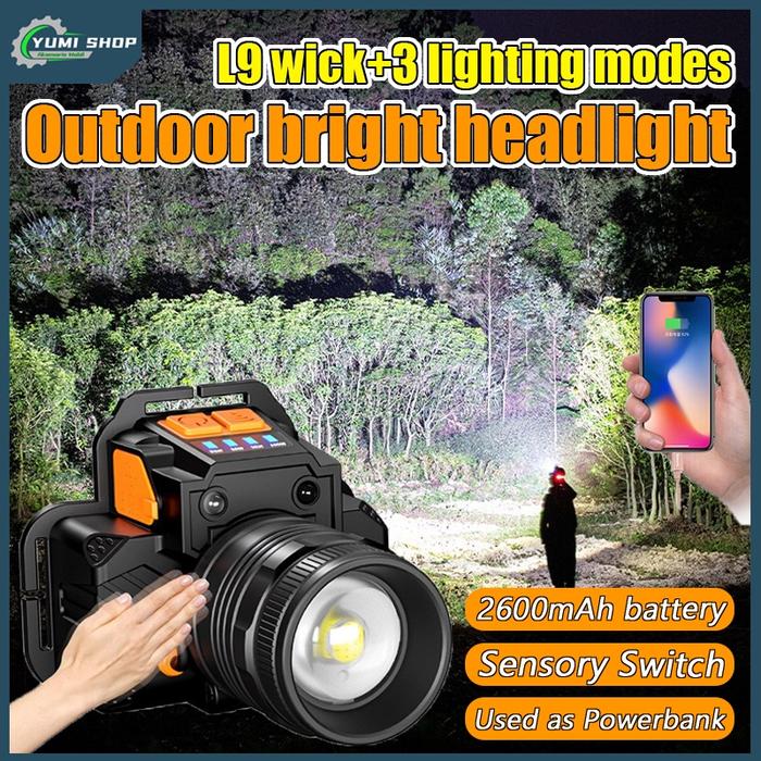 Senter Kepala Led T8 zoom super/lampu depan tahan air sensor gerak/LED senter super terang/Terang An