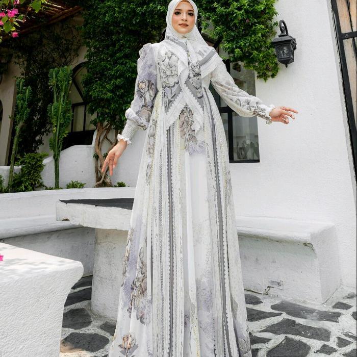 Gamis Safeera Series Alya Syari Full Ceruty Digital Printing Muslim Wanita