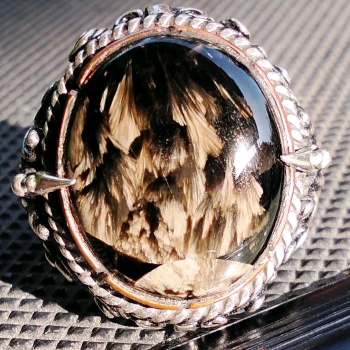 cincin batu akik bulu macan lumajang atau basaltic tiger glas