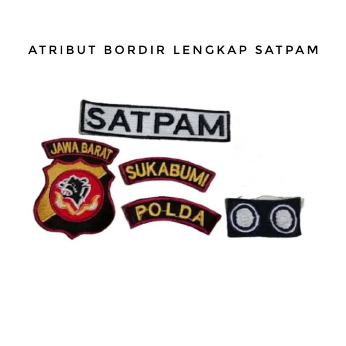 Atribut bordir satpam lengkap Pria untuk seragam PDH PDL Baju Kerja Panjang Pendek Atasan