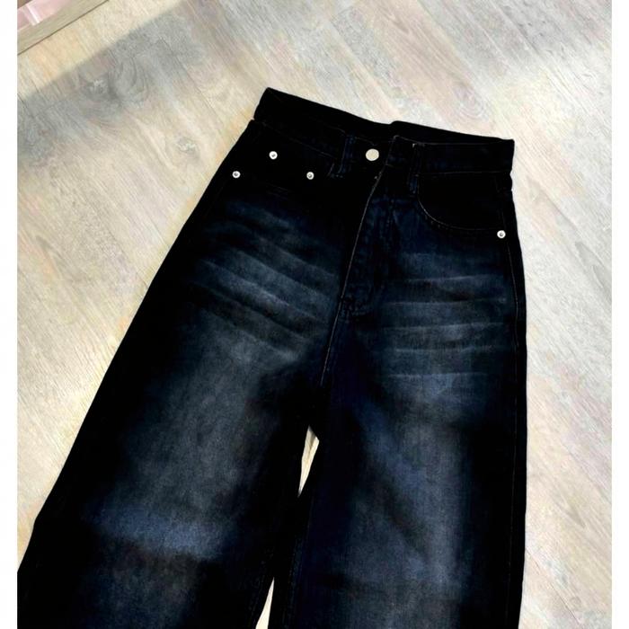pole.id celana jeans wanita Highwaist loose model jiniso bahan premium non stretch