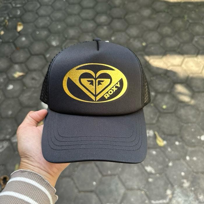 ROXY topi cap hitam gold trucker dewasa NEW ORIGINAL 100%