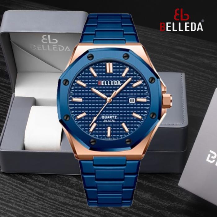 Buy 1 Get 1 Jam Tangan Pria BELLEDA 9588 Rantai Stainlees Steel Waterproof Fashion Populer anti air