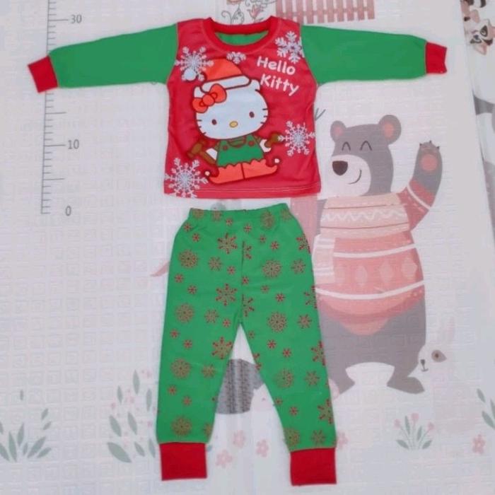 Stelan anak tema natal / piyama anak tema marry Christmas/ set anak tema natal hello Kitty