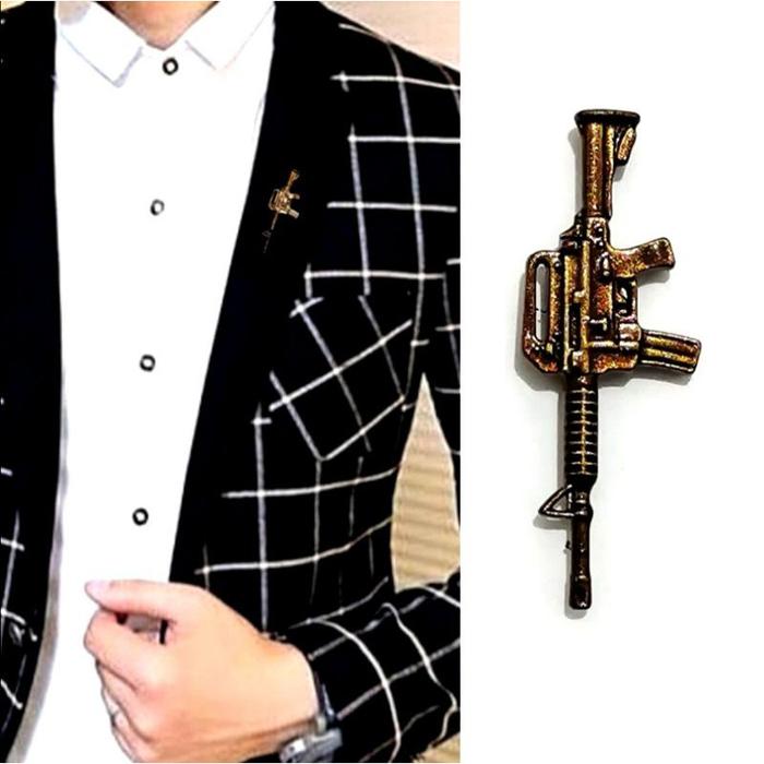 Metal Gun Brown M16 Army Badge Pin Bros Jas Kameja Tuxedo Army Mens Pria Tentara TNI
