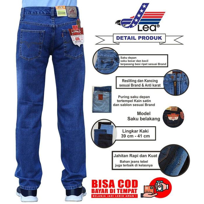 LEA 606 - Celana Jeans Reguler Pria Size 28-44 Celana Jeans Pria Big Size