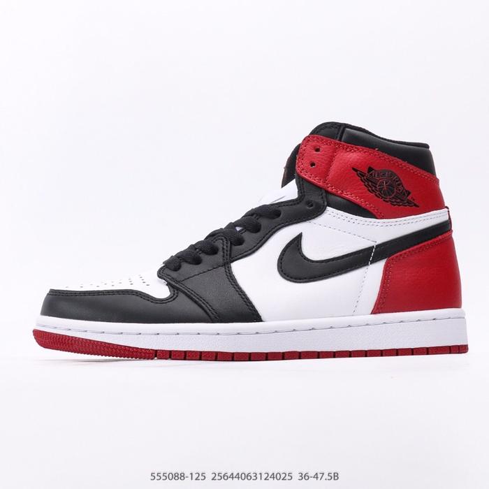 Air Jordan 1 High Black Toe Sepatu Sneakers Pria Wanita Model 555088-125 25644063124025 Ukuran 36-47