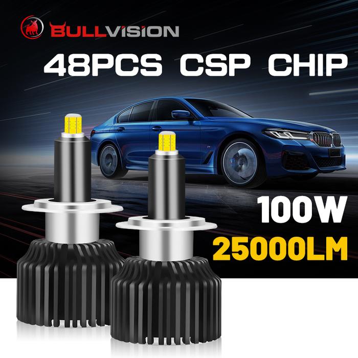 BULLVISION 100W 9006 LED Headlight 25000LM CSP H7 LED 9012 HIR2 H1