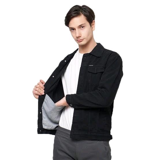 JAKET JEANS PRIA  Denim HITAM DISTRO MUSIM DINGIN JAKET  Cowok Keren Casual GRESS.ID OFFICIAL