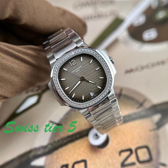 Jam WanitaPatekPhilippeNautilus 7118 Replica Watch Grey Dial 3K Factory 35mm