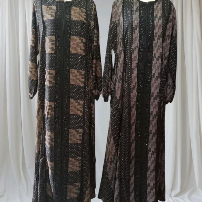 GAMIS ABAYA RIBERA FESIN JETBLACK MOTIF PREMIUM KOMBINASI MANIK" SIMPLE MEWAH ELEGAN