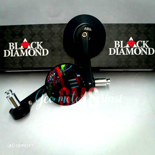 Kaca Spion Jalu Bulat Black Diamond | Kaca Spion Bar End Barend Motor Universal Kaca Biru Beat Scoop