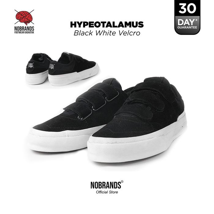 SEPATU NOBRANDS SUEDE HYPOTALAMUS VELCRO BLACK WHITE FULL SUEDE SNEAKERS PRIA WANITA SHOES CASUAL