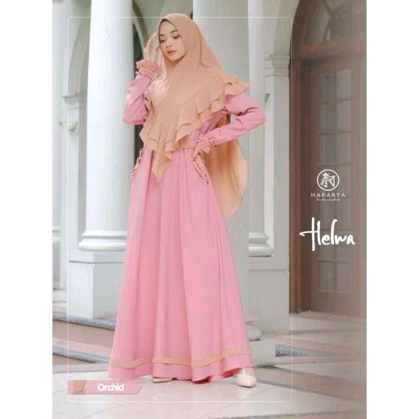 Gamis Helwa by Nararya Dress Wanita Lebaran terbaru Muslim Khimar Syari