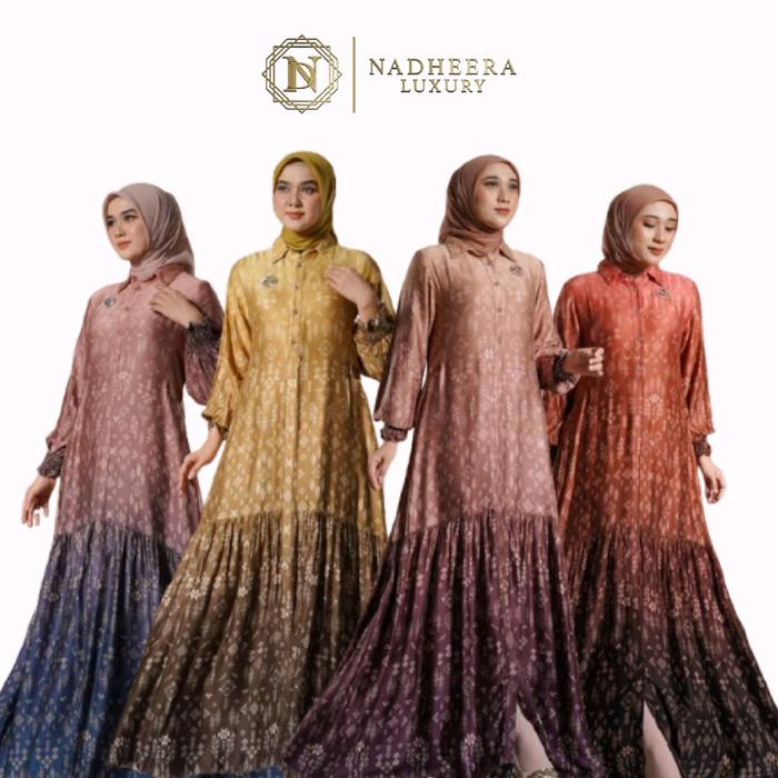 [NEW] REANNA DRESS • NADHEERA LUXURY / Gamis Dress Motif Gradasi Abstrak Batik Ethnic Silky Rayon Pr