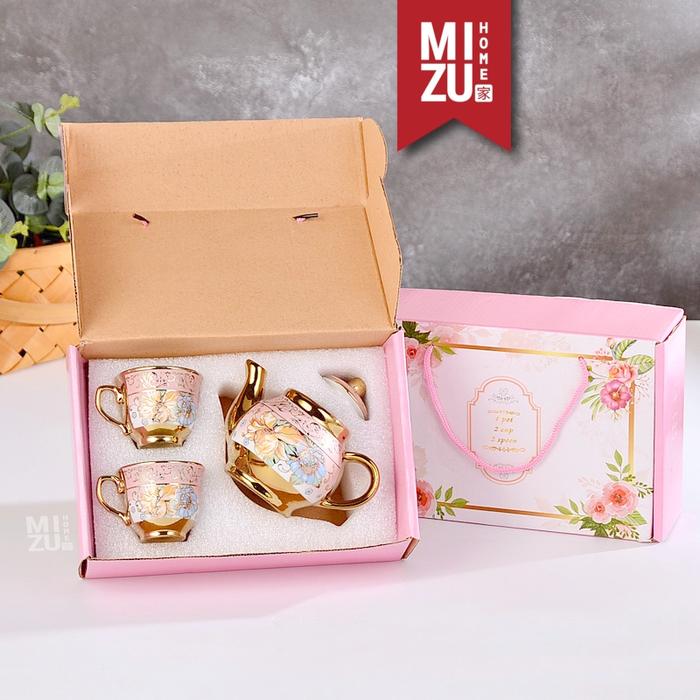 MIZU LIPTY Classic English Ceramic Gold-Plated Tea Set