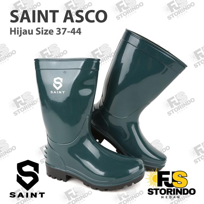 Sepatu Boot Pendek SAINT ASCO Hijau Boots Karet Lentur Anti slip & air Medan, Aceh, Padang, Riau, Ja
