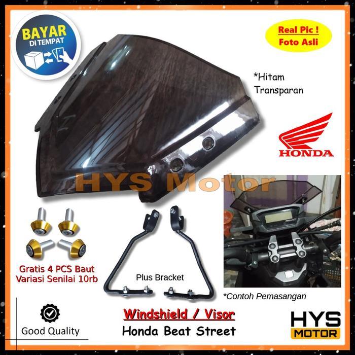 Terbaik Kaca Depan Variasi HONDA Beat Street - Visor Windshield Winsil Motor Plus Bracket Bonus Baut