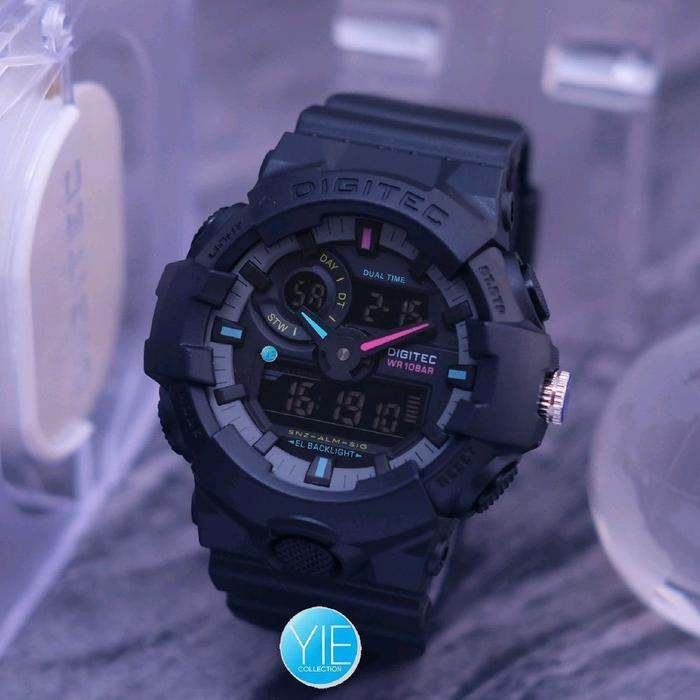 BEST SELLER Jam Tangan Pria Digital Digitec DA 2112 T Sport Army Dual Time Original Anti Air Strap K