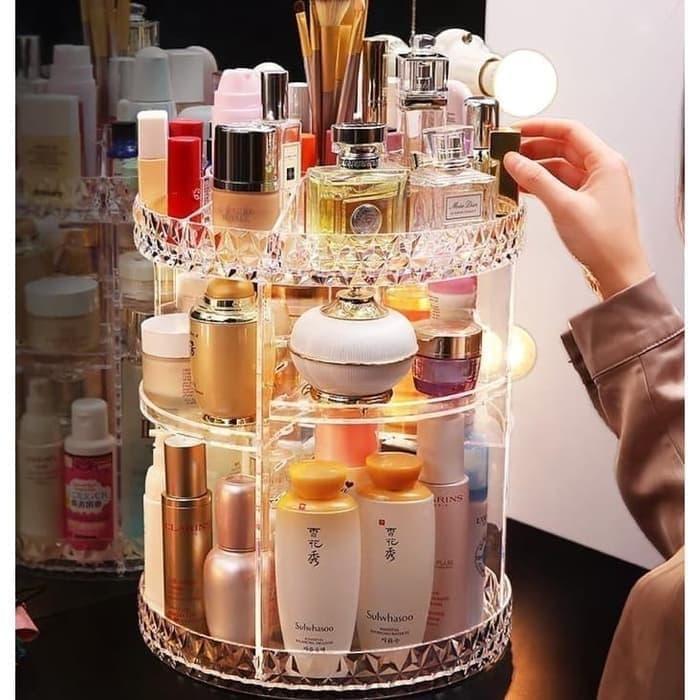 Rak Kosmetik Putar 360 Derajat Diamond Acrylic/Rak Make Up Putar