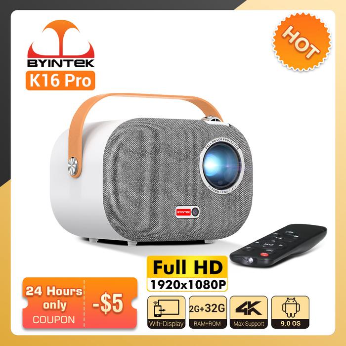 BYINTEK K16 Portable Full HD 1920*1080P 4K LCD Smart Android 9.0 Wifi