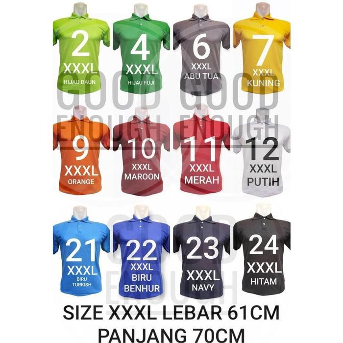 (cooger) kaos polo shirt kerah polos lengan pendek ukuran xxxl / jumbo lj92