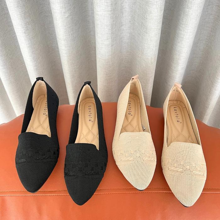 Laviola 4435 Lsh - Sepatu Flat Rajut Wanita Ack Dan Apricot Shoes
