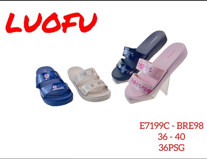 Sandal Luofu Wanita Strap Bunga Tali 2 - Sandal Selop