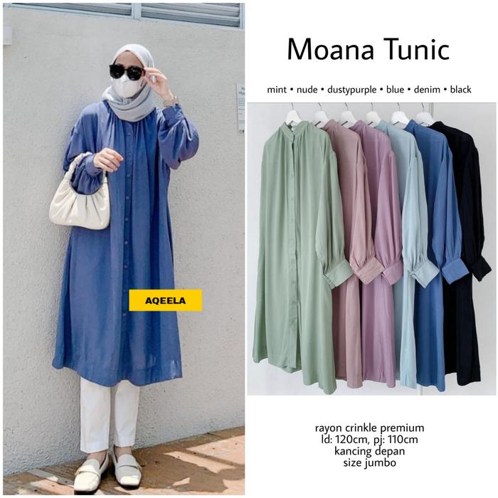 Tunik Wanita Jumbo Ld 120 Rayon Crinkle Premium Kekinian MOANA