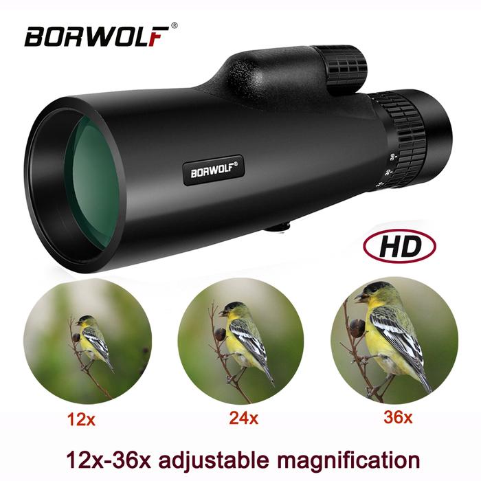 Borwolf 12-36X50 Binoculars BAK4 Prism Optical Lens High Power