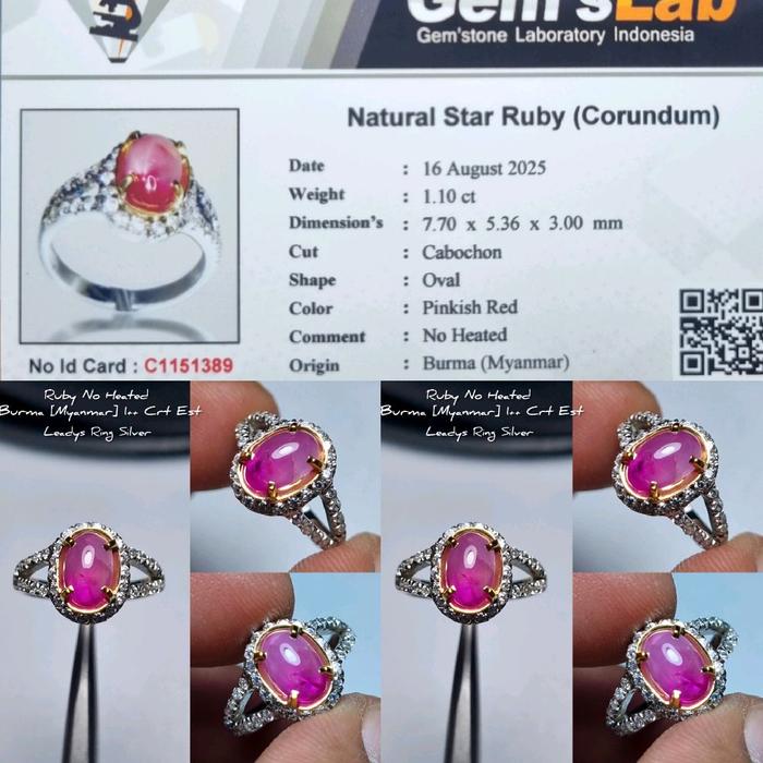 Hot Item Natural Star Ruby 1.10 Cret No Heated Burma myanmar