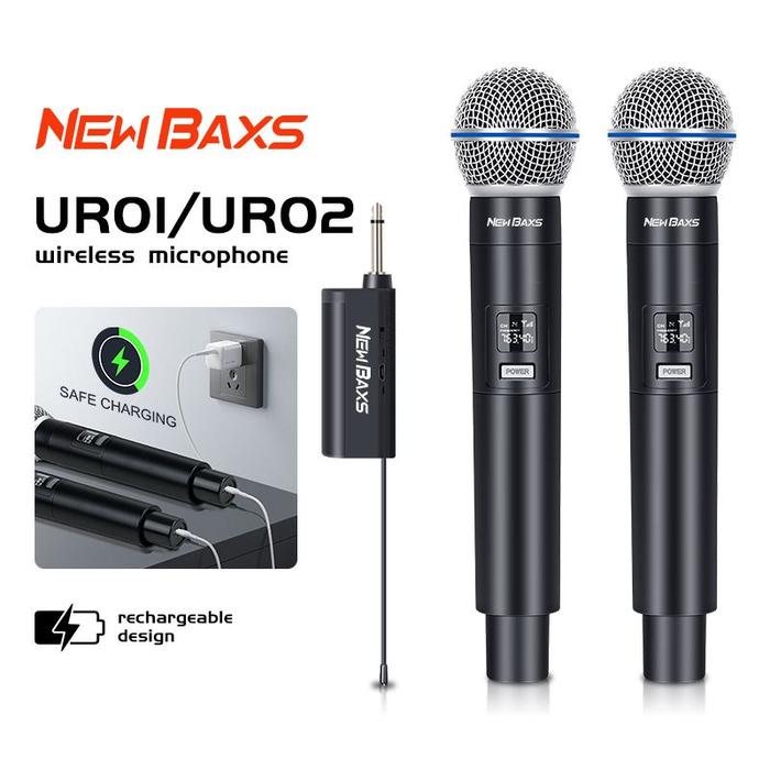 NEW BAXS UR01/UR02 wireless microphone rechargeable handheld dMikrofon wireless eployment UHF plug a
