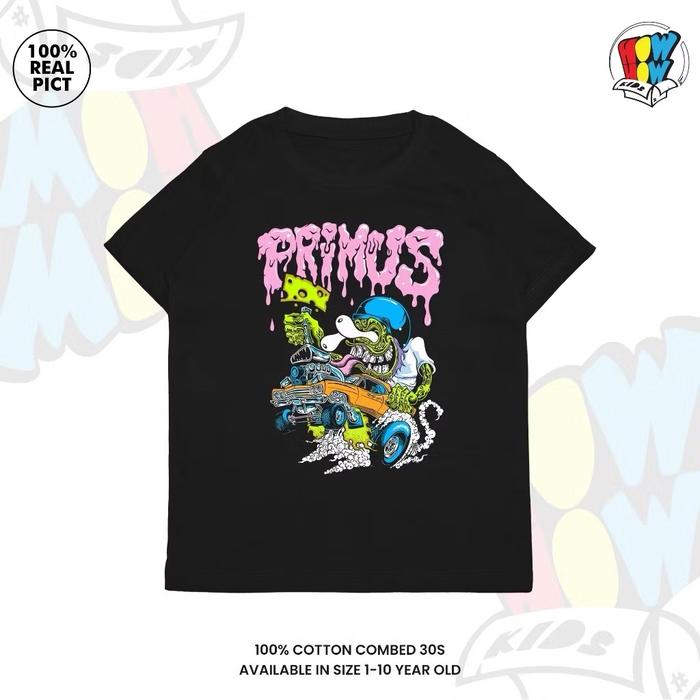 Howhow Kids - Baju Kaos Band Anak Primus - Usia 1 - 10 Tahun Combed Cotton Katun Hitam