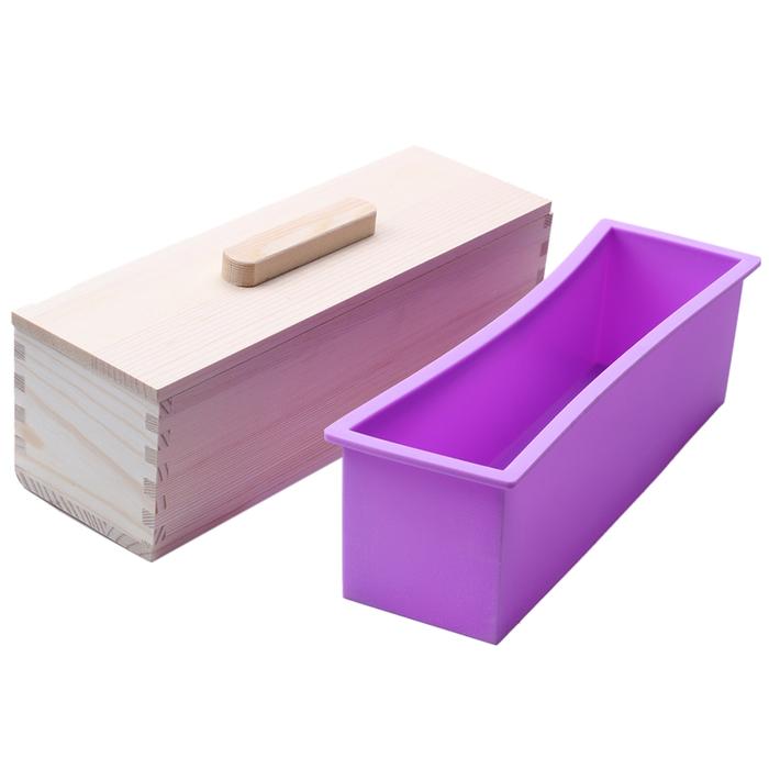 Rectangular Wooden Soap Mold With Silicone Liner Cover Loaf Soap Mold
